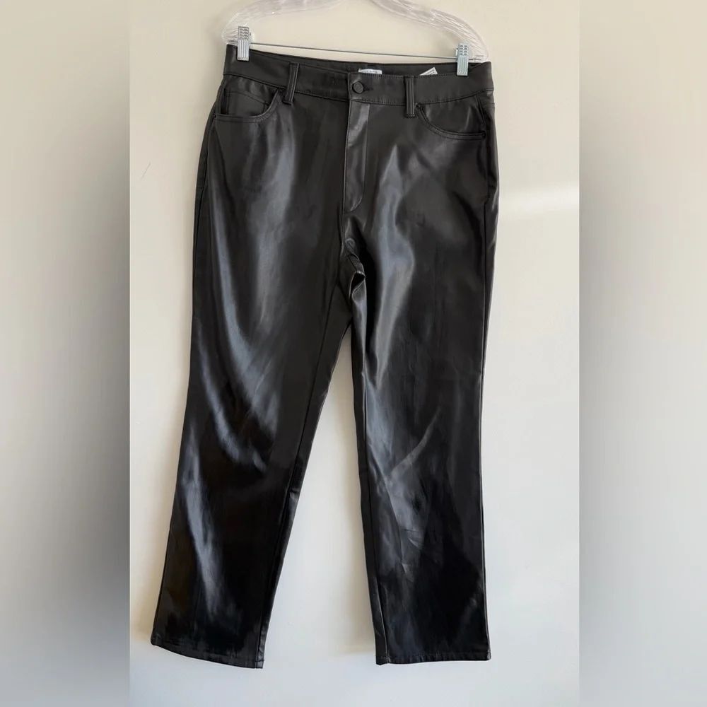 Time Tru Women Faux Leather Pants Size 14 Black Skinny Vegan High Rise